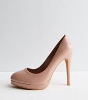 New Look Cream Patent Round Platform Stiletto Heel Court Shoes